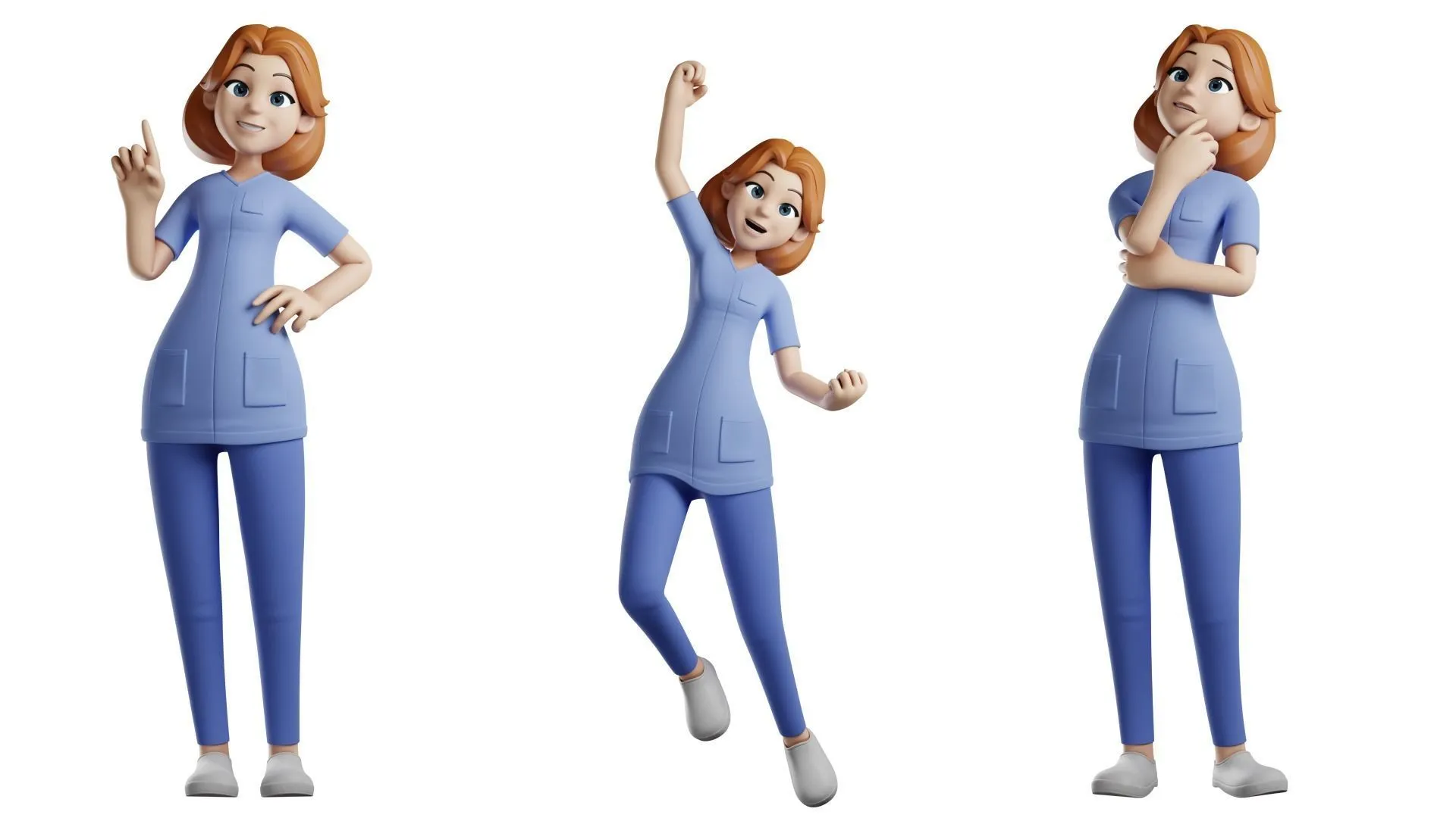 Cartoon Nurse Woman pose